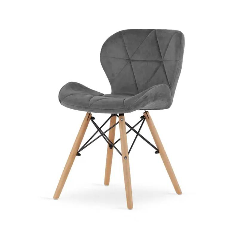 Trpezarijska plišana stolica siva Freja Lemon 25-KS012