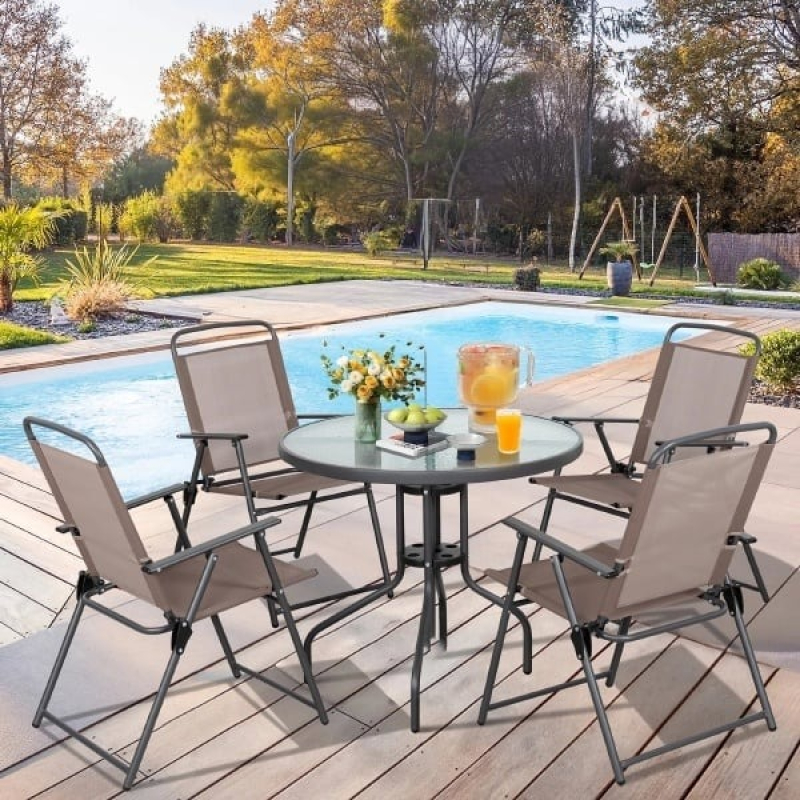 Baštenski set sto okrugli i sklopive stolice za 4 osobe 24-SA0125K