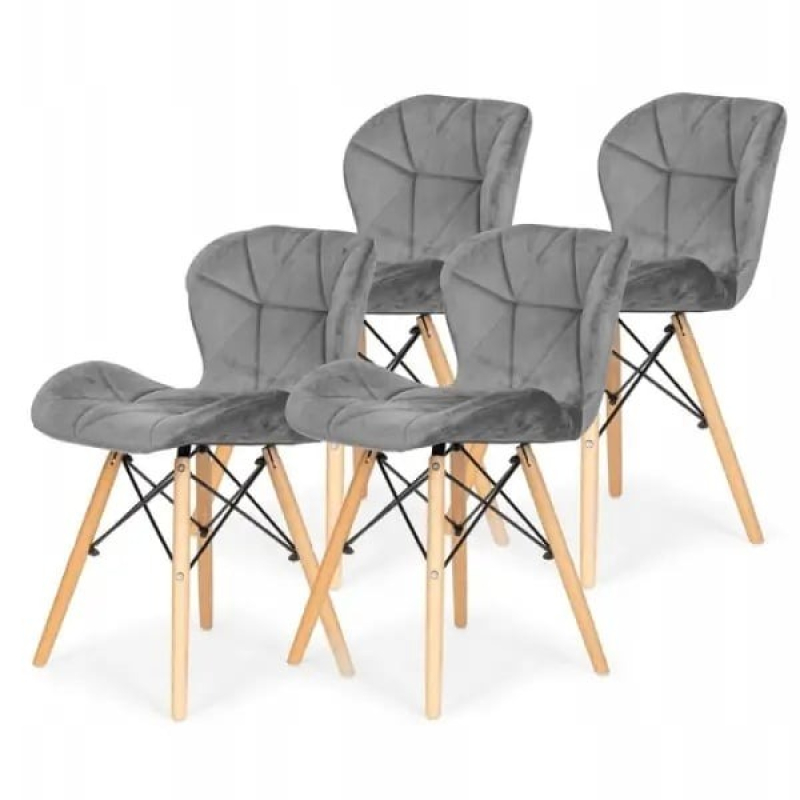 Set trpezarijskih plišanih stolica 4 kom Freja siva Lemon 25-KS012SET